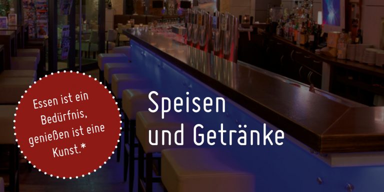 Cosmo Lounge Speisen und Getränkekarte, Format 21 x 21 cm