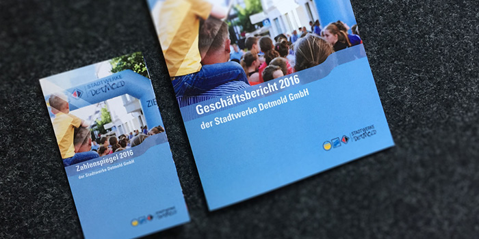 Mappe und Flyer für den Geschäftsbericht